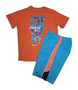 Nike Dri-fit Youth Medium + Large Orange/Blue Tshirt & Athletic Shorts Set - Picture 1 of 9