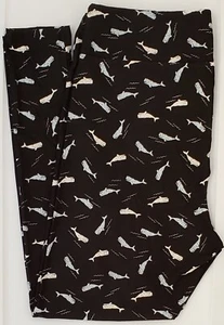 TC2 LuLaRoe Tall & Curvy2 Leggings Marine Nautical Whales on Black NWT G71 - Picture 1 of 6