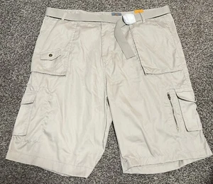 NWT Mens Roadblock Beige Solid  Casual Belted Cargo 13” Shorts 46 With 8 Pockets - Picture 1 of 4