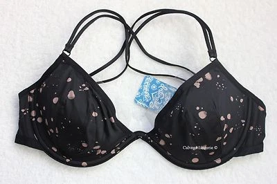 NUEVO CON ETIQUETAS FREE PEOPLE "Wild Heart" Sujetador de copa suave Demi con aros, negro/beige Foto 1 de 4