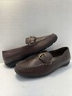 Thom McAn Women's 8M Brown Suede Leather Wedge Heel Slip On Penny Loafers BR-9