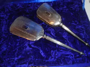ANTQ. ART DECO STERLING SILVER BRUSH & MIRROR VANITY SET BIRMINGHAM D 1928/29 - Picture 1 of 11