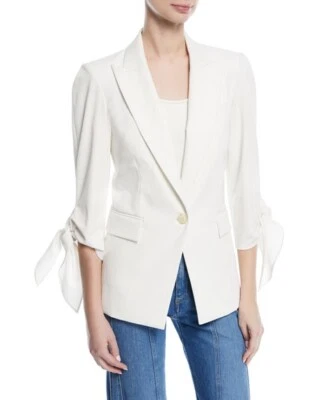 Veronica Beard White Corrine Single-Breasted Tie-Cuff Dickey Jacket Size 10 $650 - Image 1 of 4