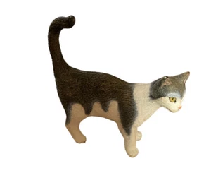 Schleich domestic short hair cat grey and white - Picture 1 of 4