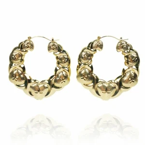 HUGS & KISSES x & heart hoop earrings 18k Layered real gold filled 70mm - Picture 1 of 11