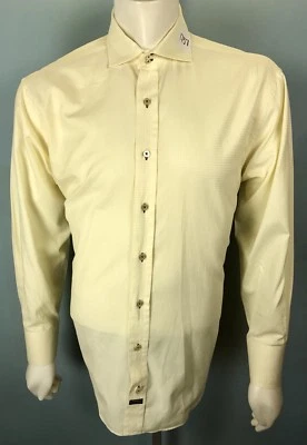 Mens Vintage Robert Talbott Large Pale Yellow Grid Checked Shimmer Button Shirt - Image 1 of 4