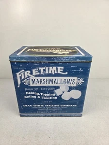 Lata de malvavisco azul Firetime vintage con receta lateral grande 12"x12"x8" - Imagen 1 de 10