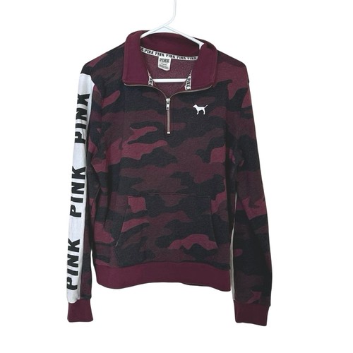 UNDERCOVER Felpa Victoria’s Secret ROSA Quarto Zip Taglia L Marrone Mimetica Logo Cane