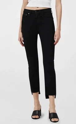 New Rag & Bone Nina High Rise Ankle Cigarette Jeans Raw Step Hems In Black 24 - Image 1 of 4