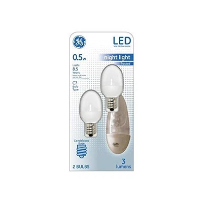 C7 LED Light Bulb 0.5W (4W Eq) 2 Pack, Frosted Filament, E12 Candelabra Base - Image 1 of 2