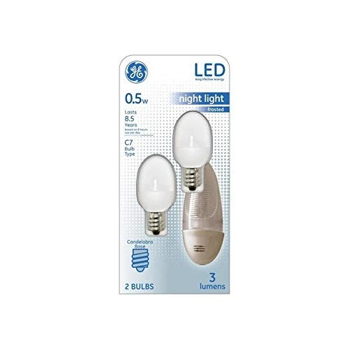 C7 LED Light Bulb 0.5W (4W Eq) 2 Pack, Frosted Filament, E12 Candelabra Base - Image 1 of 2