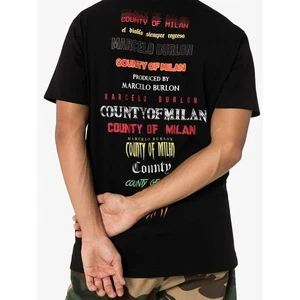 MARCELO BURLON Multi Logo T-Shirt, Black 100% Authentic Size XL - Picture 1 of 4