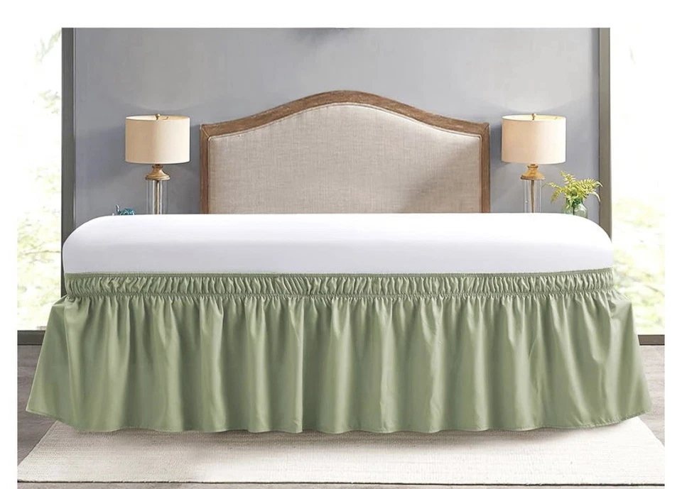 Premium Full Bed Skirt by Fresh Culture. 16-24” Drop Dust Ruffle. Sage Green.NIB - Image 1 of 4