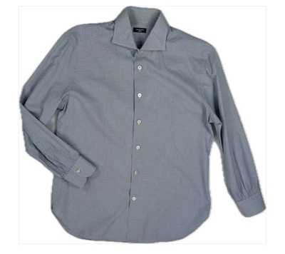 KITON BLACK LABEL Mens Slim Micro Houndstooth Dress Shirt Size 17/43 NEW - Image 1 of 4