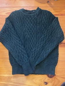 Structure Sweater VTG Y2K Heavy Chunky Cable-Knit Hunter Green Sweater L - Picture 1 of 3