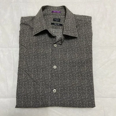 PAUL SMITH London Slim Fit Black White Long Sleeve Floral Shirt ~ Size 16 41 - image 1 of 4