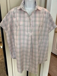 French Connection Women's Pink Plaid Pullover Cotton Shirt Size Large - Picture 1 of 6