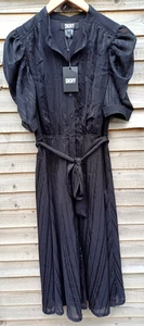 DKNY Monochrome Stripe Midi Dress Size UK 14 Sleeveless Smart Officewear BNWT - Picture 1 of 10