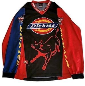 Dickies PBR Red/Black Bull 🐂 Riding Graphic Jersey Youth XL Long Sleeve Shirt - Picture 1 of 5