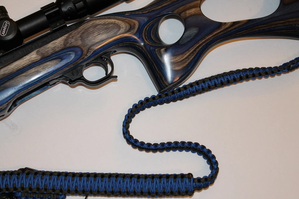 Eslinga para rifle Paracord escopeta negra y azul 2 puntos pistola eslinga cordón uno acolchado Foto 1 de 3