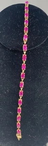 10K YG Lab Created Ruby Bracelet 7” - Picture 1 of 10