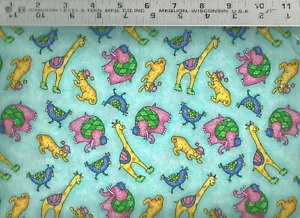 Kiddoodle Kingdom ~ Giraffe Leopard Elephant Dark ~ 100% Cotton Quilt Fabric BTY - Picture 1 of 1