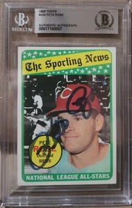 1969 Topps #424 Pete Rose All Star ExMt Signed Beckett BAS Auto Blue Sharpie - Picture 1 of 2