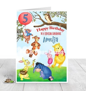 Tarjeta de cumpleaños personalizada WINNIE THE POOH - CUALQUIER nombre edad y relación - Imagen 1 de 1