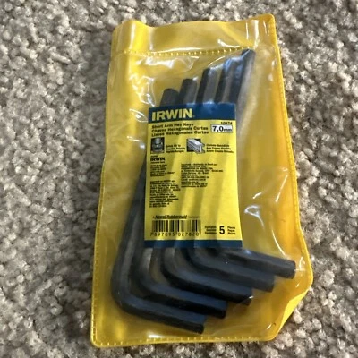 Irwin 7mm Short Arm L-Shaped Hex Key Wrench Set, 5 Pc ( 10574 ) Brand New - Image 1 of 2
