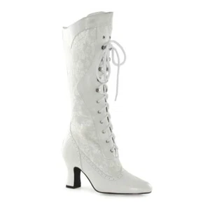 White Lace Victorian Vintage Period Farmhouse Wedding Bridal Costume Boots - Picture 1 of 4
