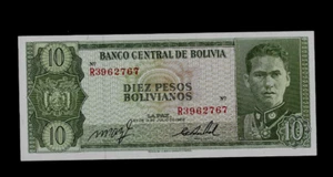 BILLETE DE BANCO BOLIVIA (1 ) 10 BOLIVIANOS L. 13 . 7 . P 154 1962 sin circular - Imagen 1 de 2