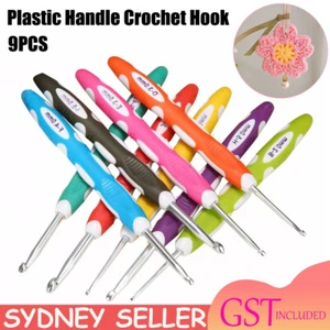 9PCS Crochet Hooks Set Kit Yarn Knitting Needles Sewing Tools Grip With Bag DIY - Picture 1 of 12