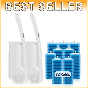 Ergonomic Toilet Bowl Brush & Holder Set - 2 Wands with Powerful Refills - Picture 1 of 9