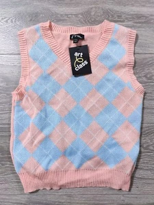 Art Class Sweater Kids Small 6-6X Vest Pink Blue Sleeveless Knit Shirt Girls - Picture 1 of 5