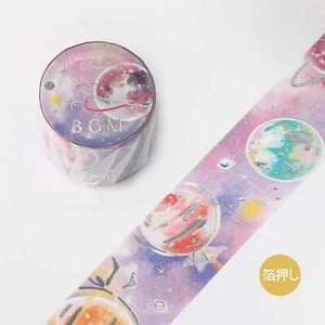 BGM Star Candy Galaxy Celestial Rainbow Planets Silver Foil Washi Tape - Picture 1 of 10