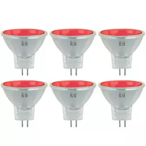 6 Pack Sunlite 20 Watt, 10° Narrow Spot, MR11 w/Cover Guard, GU4 Base, Red - Picture 1 of 4