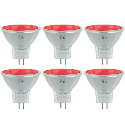 6 Pack Sunlite 20 Watt, 10° Narrow Spot, MR11 w/Cover Guard, GU4 Base, Red - Image 1 of 4