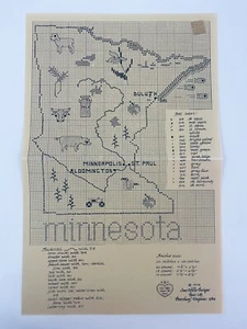 Sue Hillis Designs Map of MINNESOTA Counted Cross Stitch Pattern SHD Map - Picture 1 of 2
