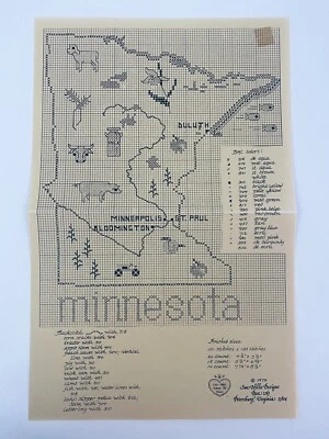 Sue Hillis Designs Map of MINNESOTA Counted Cross Stitch Pattern SHD Map - Image 1 of 2