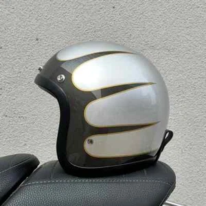 3/4 Open Helmet Jet Racer Vintage 500TX Motorcycle Helmet Scooter Riding Moto - Picture 1 of 36