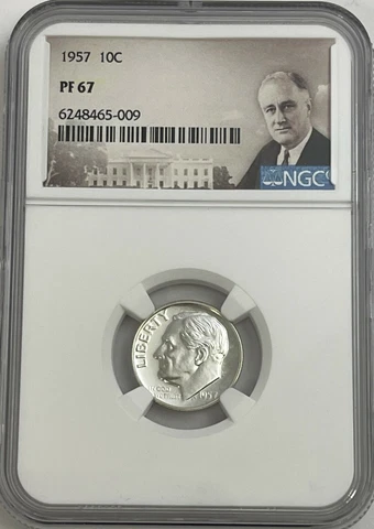 1957 NGC PF67 90% PROOF SILVER ROOSEVELT DIME 10C GREAT EYE APPEAL PORTRAIT LB Cover