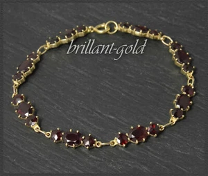 Garnet & Gold Tennis Bracelet, 18ct Red, Round & Oval Grenade, 333 Yellow Gold - Picture 1 of 5