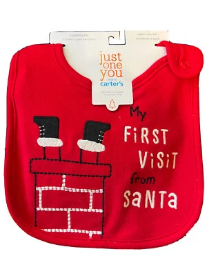 Carter's Just One You "My First Visit From Santa" Christmas Holiday Teething Bib - Изображение 1 из 2