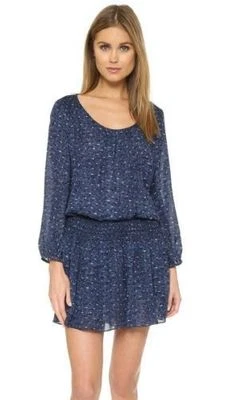 $398 новый с Ярлыками JOIE BAIN напечатано Blouson глубокий Chambray мини-платье sz XXS - Изображение 1 из 4