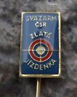 Svazarm Czech Military Army Reserve Marksman Shooter Golden Ticket Pin Badge