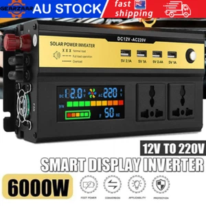 6000W Car Power Inverter Converter DC 12V to AC 220V 4 USB 2 AU Socket Sine Wave - Picture 1 of 14