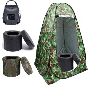 Portable Pop Up Privacy Shower Tent Shelter+ Foldable Potty Toilet+Shower Bag - Picture 1 of 50
