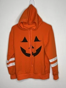 Halloween Pumpkin Hoodie Girls Size XL 14-16 Orange Eyelashes Long Sleeve - Picture 1 of 4