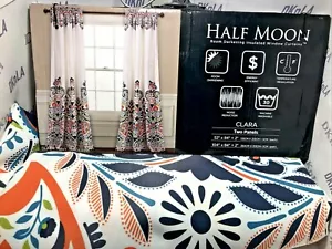2 Pack - Half Moon, Clara (Navy/Tangerine) 52" x 84" Curtains - Room Darkening - Picture 1 of 12