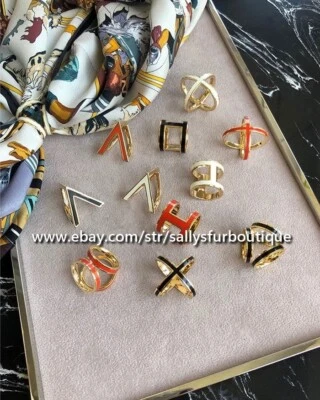 Sallys Quality 100% Brass & Enamel Scarf Ring Chain Buckles Brooch For Scarves - Image 1 of 4